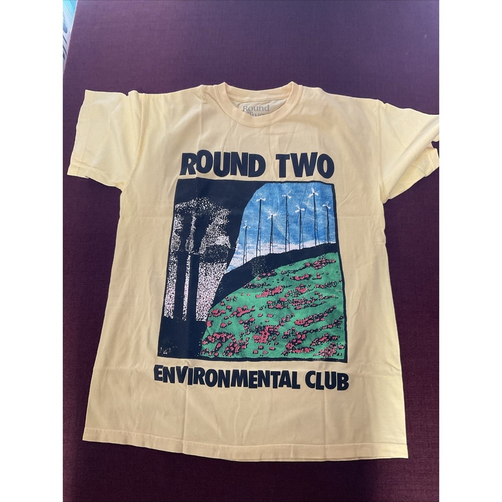 Round Two Environmental Club Men T Shirt Size large  Yellow